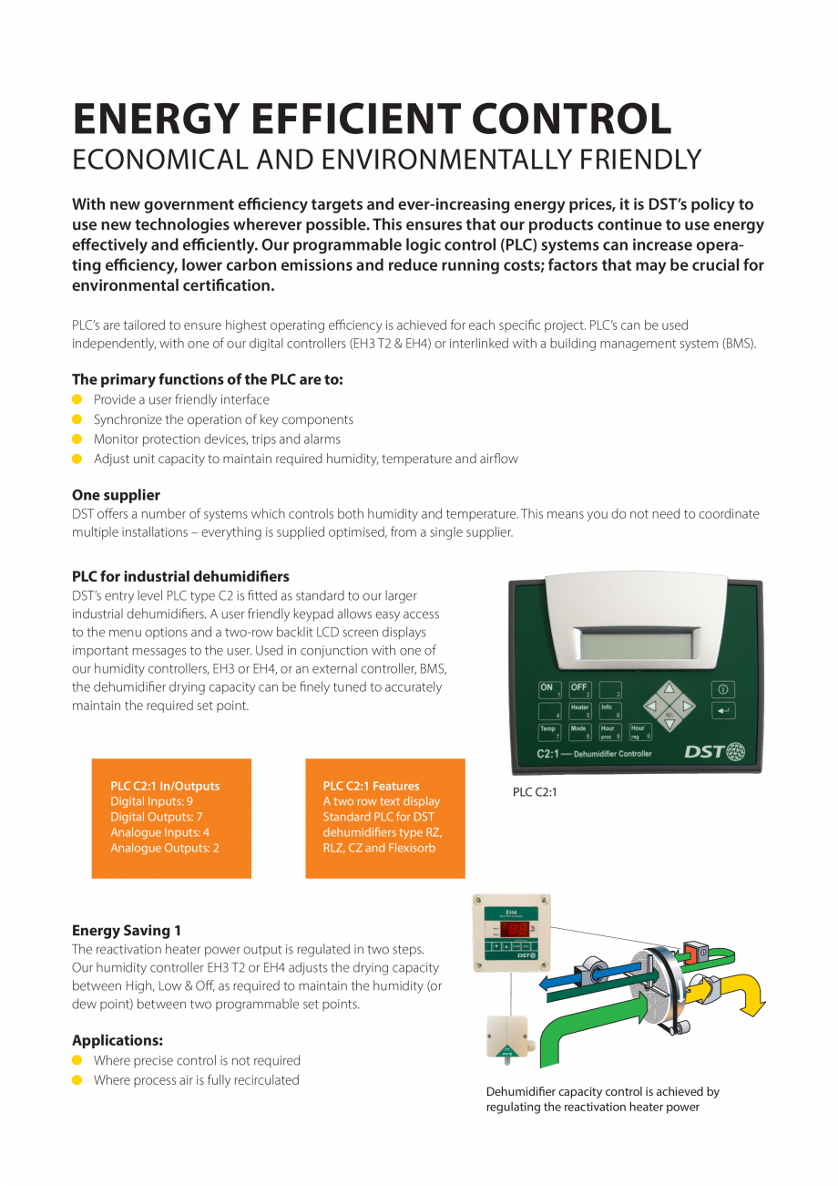 Pagina 2-Economie de energie DST Catalog, brosura Engleza apacity to maintain required humidity, temperature ...
