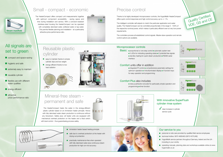 Pagina 2-Umidificatoare cu abur HYGROMATIK CompactLine Fisa tehnica Romana Other voltages upon request.
**...