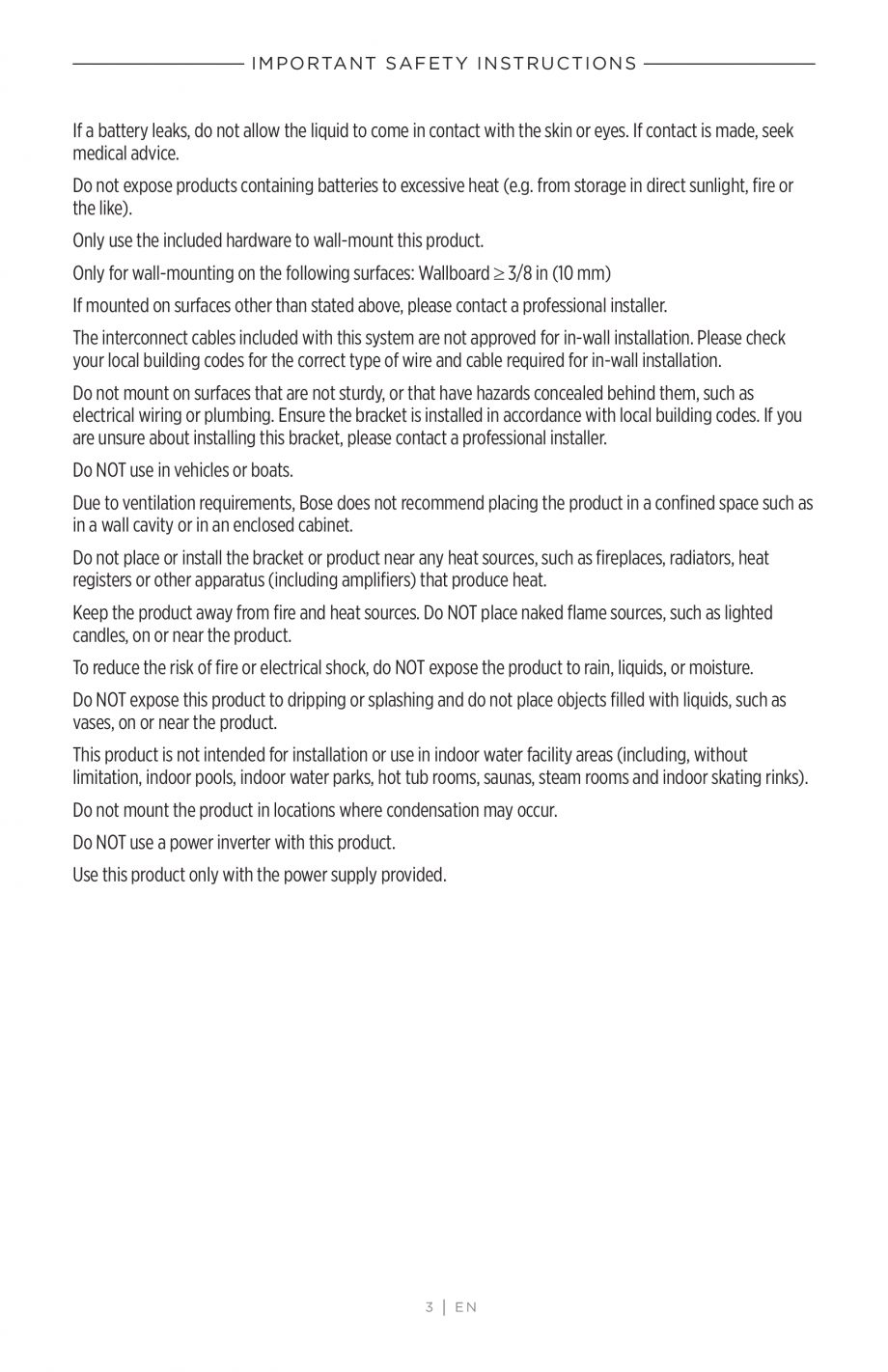 Pagina 3-Ghidul utilizatorului - Videobar BOSE Bose videobar VB-S Instructiuni montaj, utilizare Engleza...