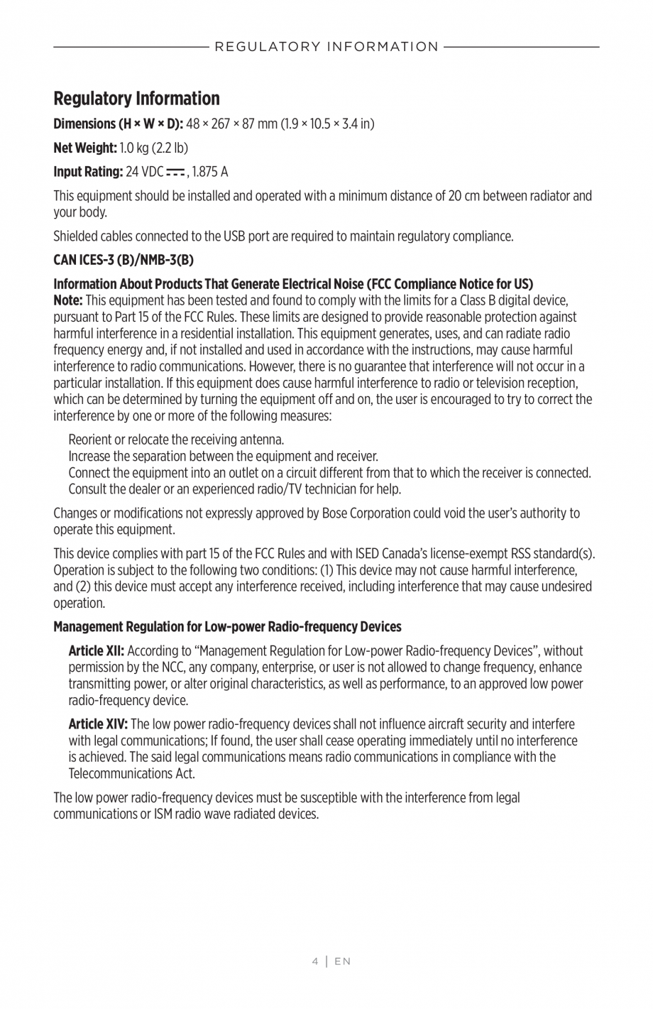 Pagina 4-Ghidul utilizatorului - Videobar BOSE Bose videobar VB-S Instructiuni montaj, utilizare Engleza ke)....