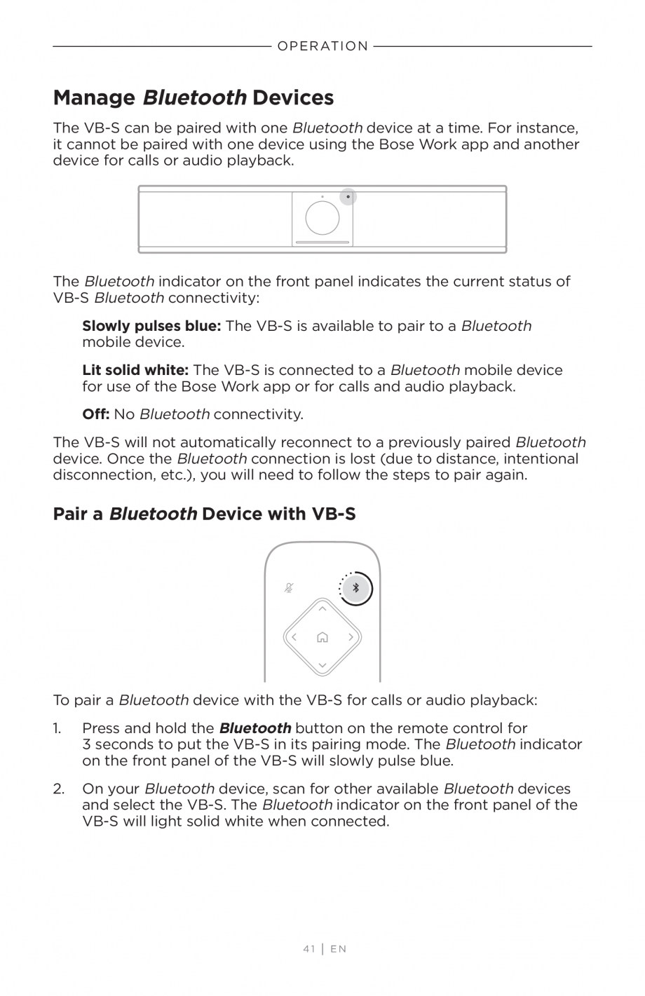 Pagina 41-Ghidul utilizatorului - Videobar BOSE Bose videobar VB-S Instructiuni montaj, utilizare Engleza the ...