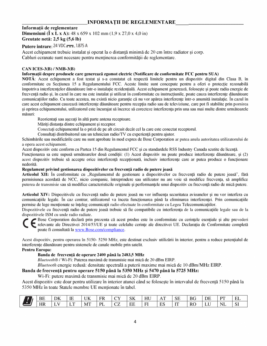 Pagina 4-Ghidul utilizatorului - Videobar  BOSE Bose videobar VB1 Instructiuni montaj, utilizare Romana ție....