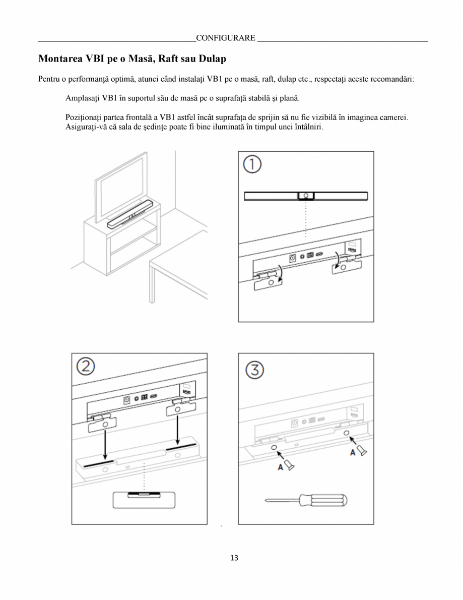 Pagina 13-Ghidul utilizatorului - Videobar  BOSE Bose videobar VB1 Instructiuni montaj, utilizare Romana ă...