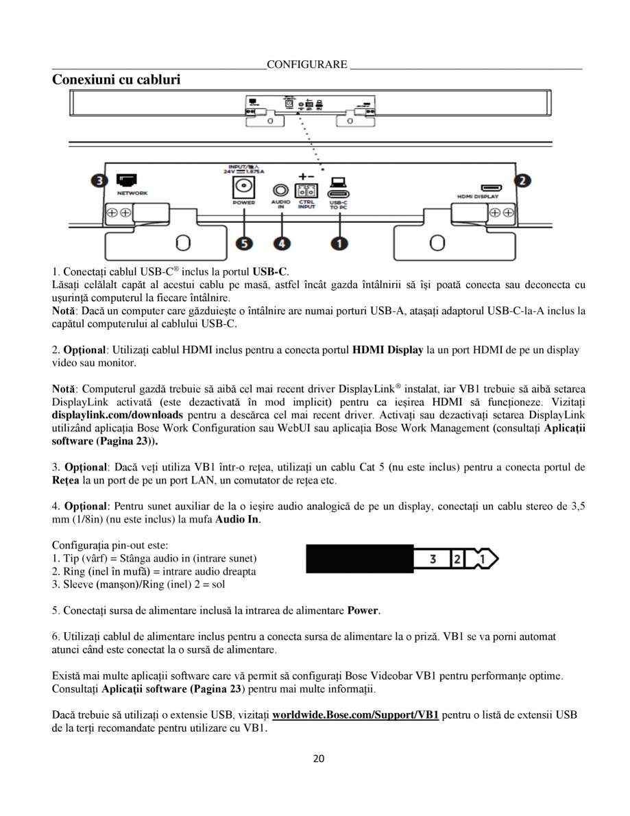 Pagina 20-Ghidul utilizatorului - Videobar  BOSE Bose videobar VB1 Instructiuni montaj, utilizare Romana...