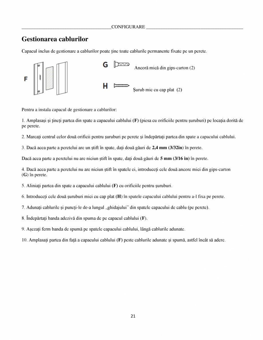 Pagina 21-Ghidul utilizatorului - Videobar  BOSE Bose videobar VB1 Instructiuni montaj, utilizare Romana ........