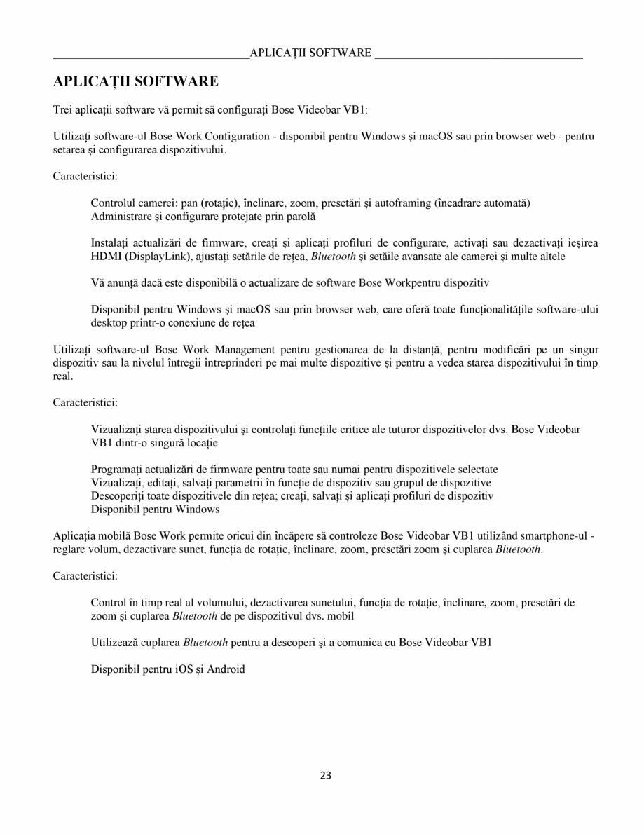 Pagina 23-Ghidul utilizatorului - Videobar  BOSE Bose videobar VB1 Instructiuni montaj, utilizare Romana ........