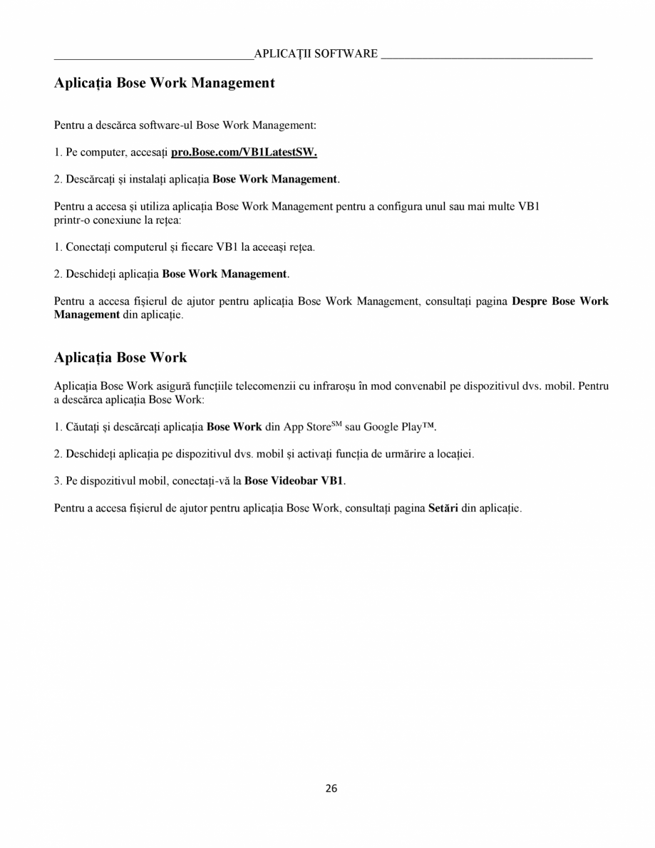 Pagina 26-Ghidul utilizatorului - Videobar  BOSE Bose videobar VB1 Instructiuni montaj, utilizare Romana ...