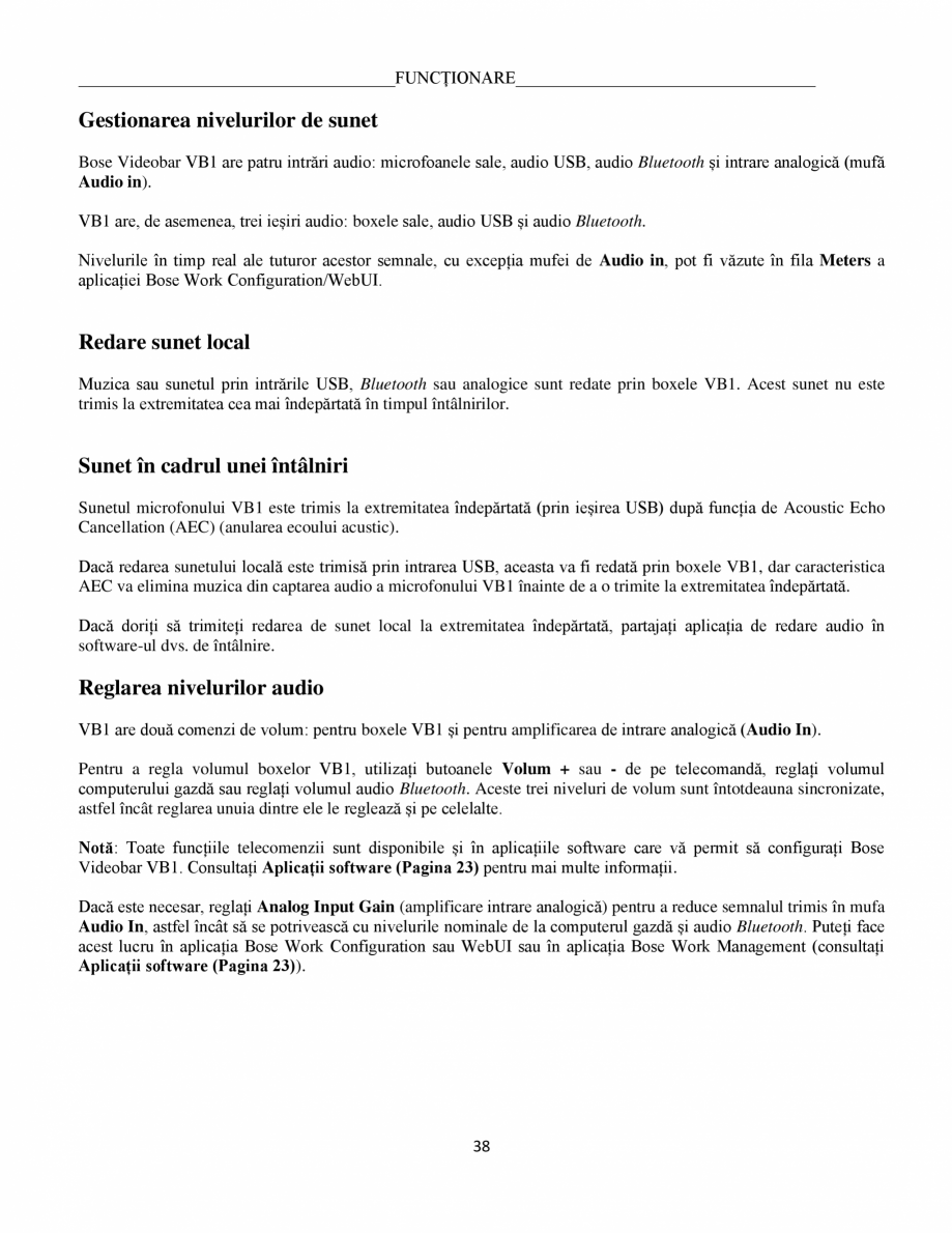 Pagina 38-Ghidul utilizatorului - Videobar  BOSE Bose videobar VB1 Instructiuni montaj, utilizare Romana ...