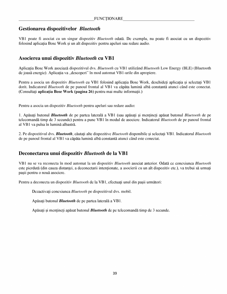 Pagina 39-Ghidul utilizatorului - Videobar  BOSE Bose videobar VB1 Instructiuni montaj, utilizare Romana ul...