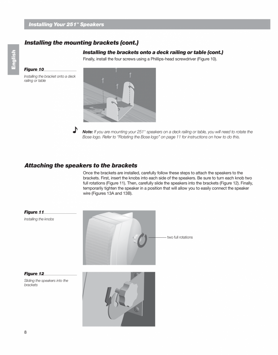 Pagina 8-Manual de utilizare - boxe cu fir pentru exterior BOSE 251 Instructiuni montaj, utilizare Engleza,...