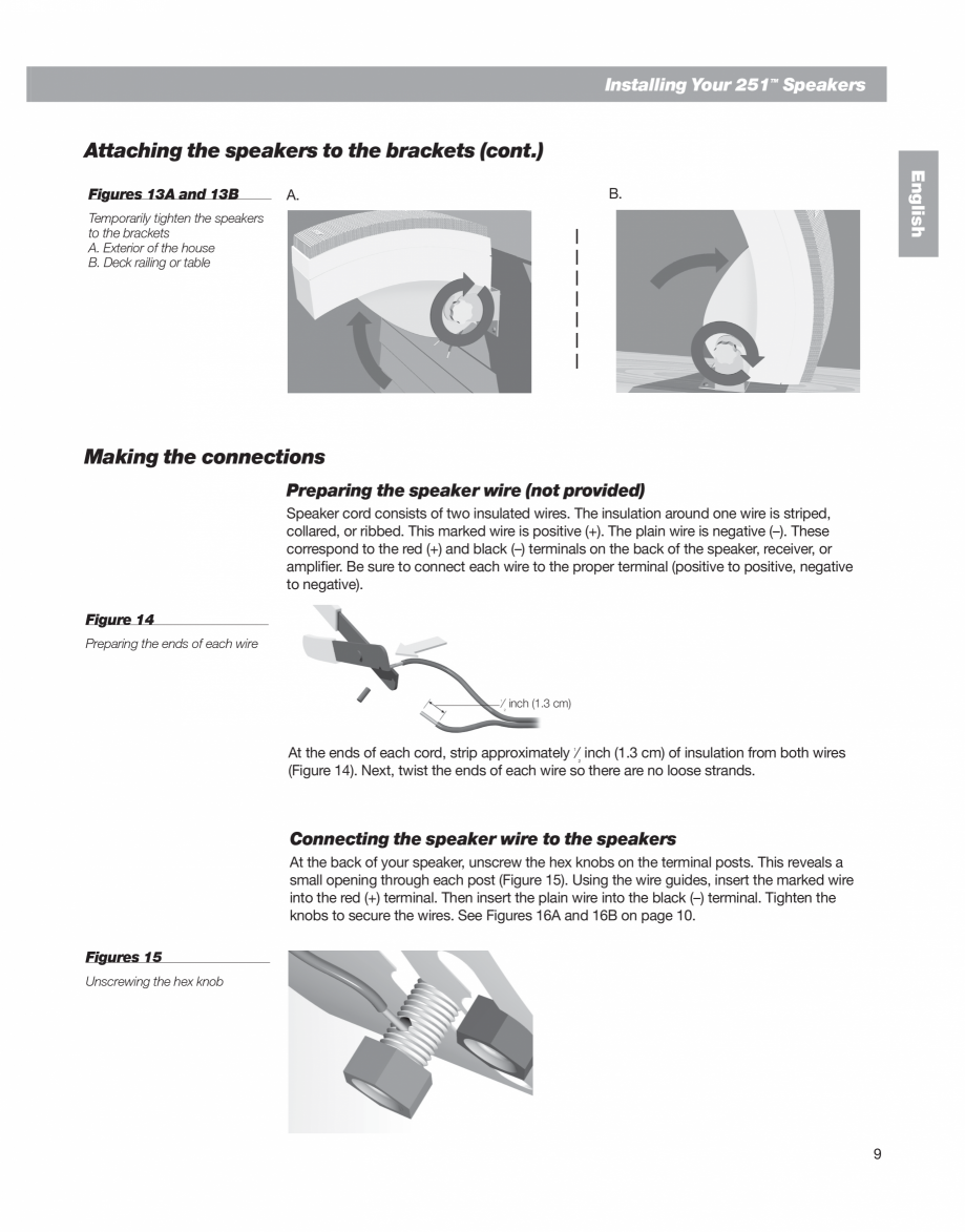 Pagina 9-Manual de utilizare - boxe cu fir pentru exterior BOSE 251 Instructiuni montaj, utilizare Engleza,...