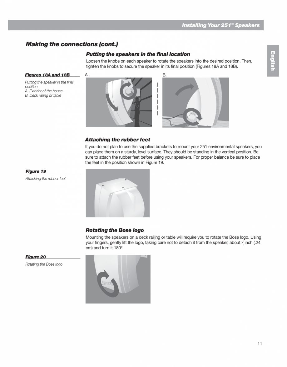 Pagina 11-Manual de utilizare - boxe cu fir pentru exterior BOSE 251 Instructiuni montaj, utilizare Engleza,...