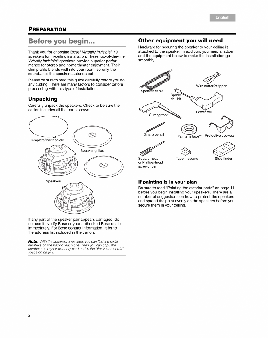 Pagina 4-Manual de utilizare - boxe stereo BOSE 791 Instructiuni montaj, utilizare Engleza  Virtually...