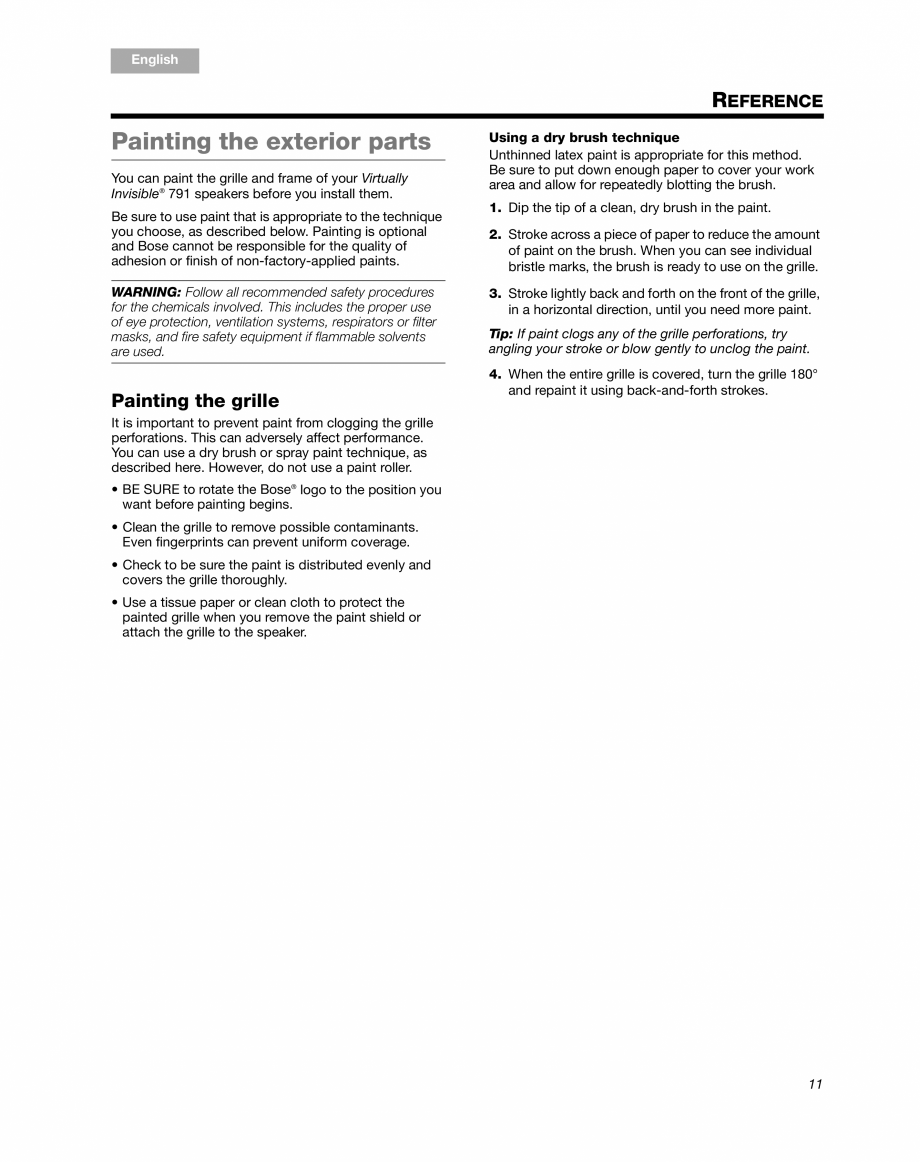 Pagina 13-Manual de utilizare - boxe stereo BOSE 791 Instructiuni montaj, utilizare Engleza cing the provided ...