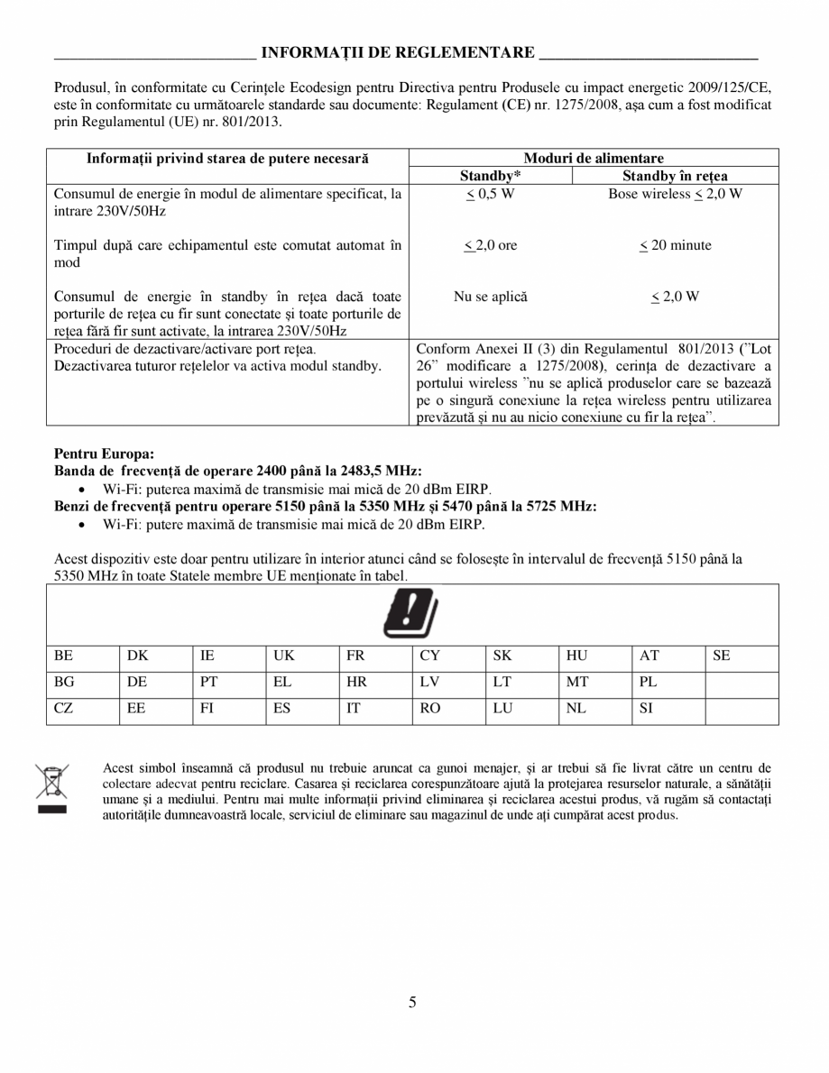 Pagina 5-Manual de utilizare - Bas wireless BOSE 700 Black Instructiuni montaj, utilizare Romana bilă...