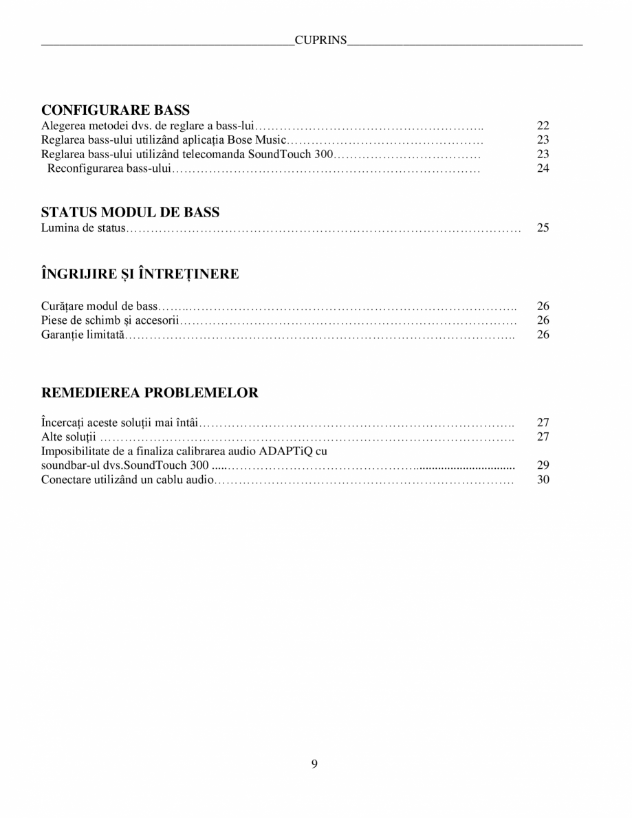 Pagina 9-Manual de utilizare - Bas wireless BOSE 700 Black Instructiuni montaj, utilizare Romana  de energie ...