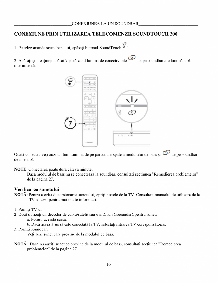Pagina 16-Manual de utilizare - Bas wireless BOSE 700 Black Instructiuni montaj, utilizare Romana...