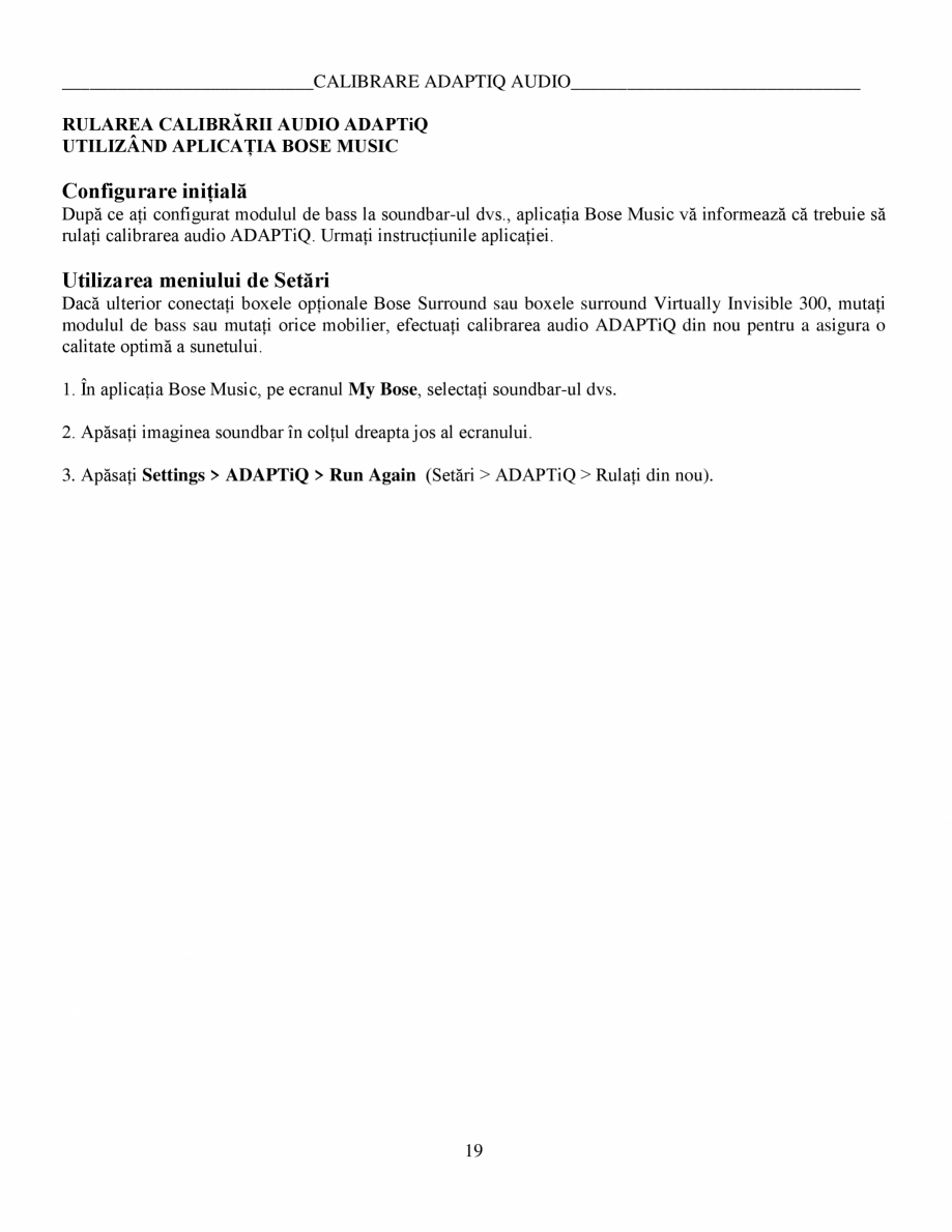 Pagina 19-Manual de utilizare - Bas wireless BOSE 700 Black Instructiuni montaj, utilizare Romana mentare...