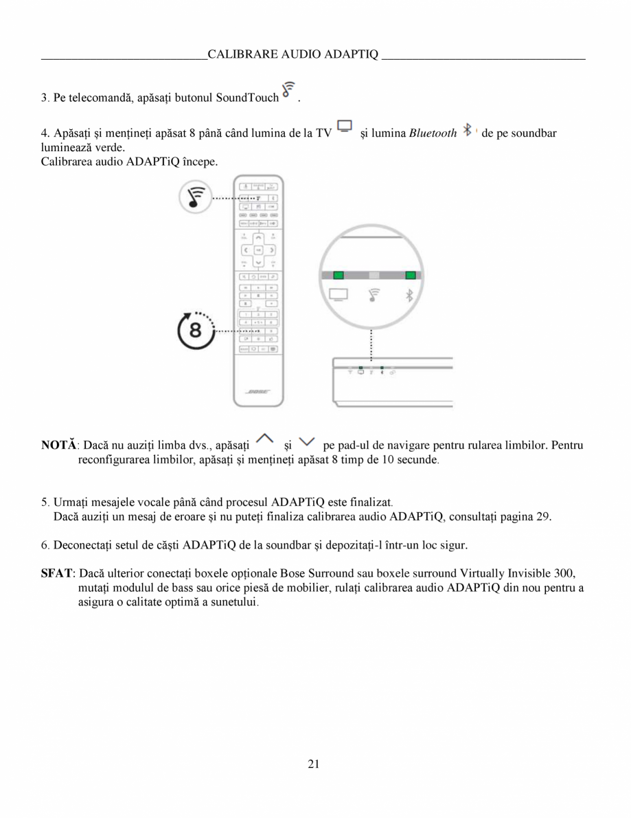Pagina 21-Manual de utilizare - Bas wireless BOSE 700 Black Instructiuni montaj, utilizare Romana e locații...