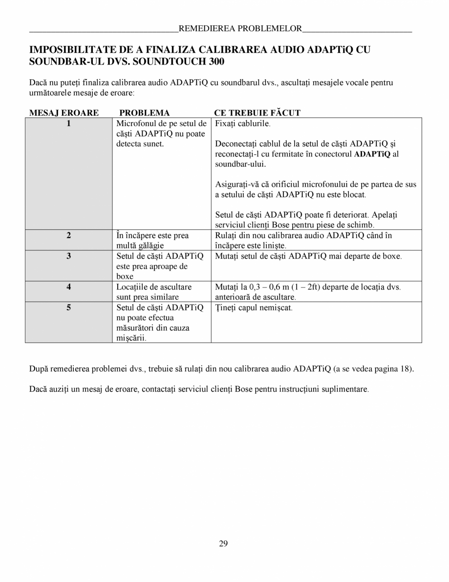 Pagina 29-Manual de utilizare - Bas wireless BOSE 700 Black Instructiuni montaj, utilizare Romana...