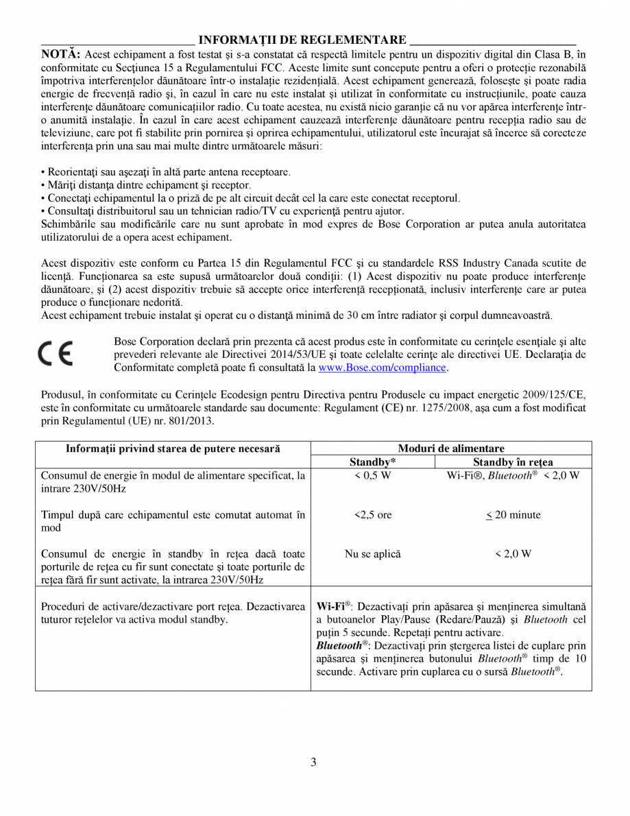 Pagina 3-Manual de utilizare - Bose Home Speaker 500 BOSE Home Speaker 500  Instructiuni montaj,...