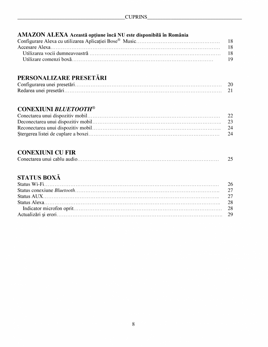 Pagina 8-Manual de utilizare - Bose Home Speaker 500 BOSE Home Speaker 500  Instructiuni montaj,...