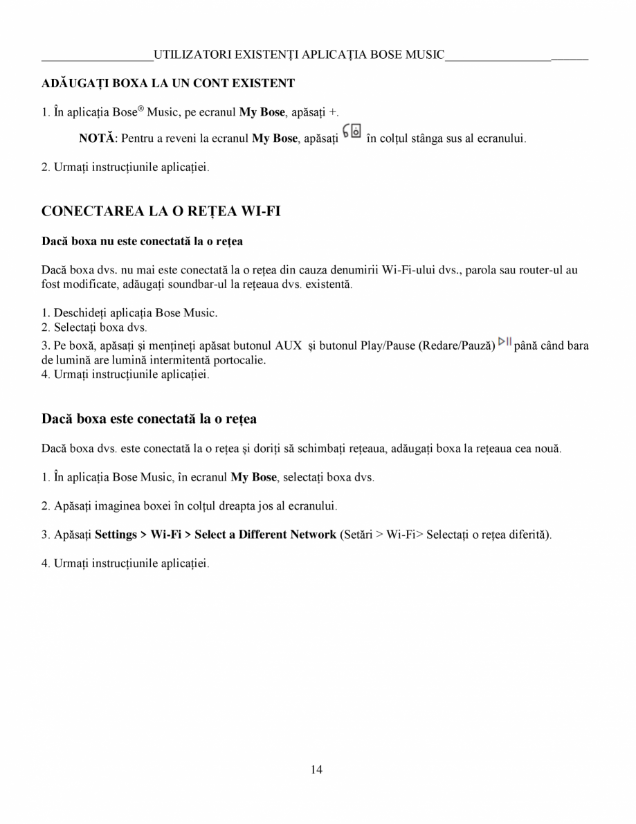 Pagina 14-Manual de utilizare - Bose Home Speaker 500 BOSE Home Speaker 500  Instructiuni montaj,...