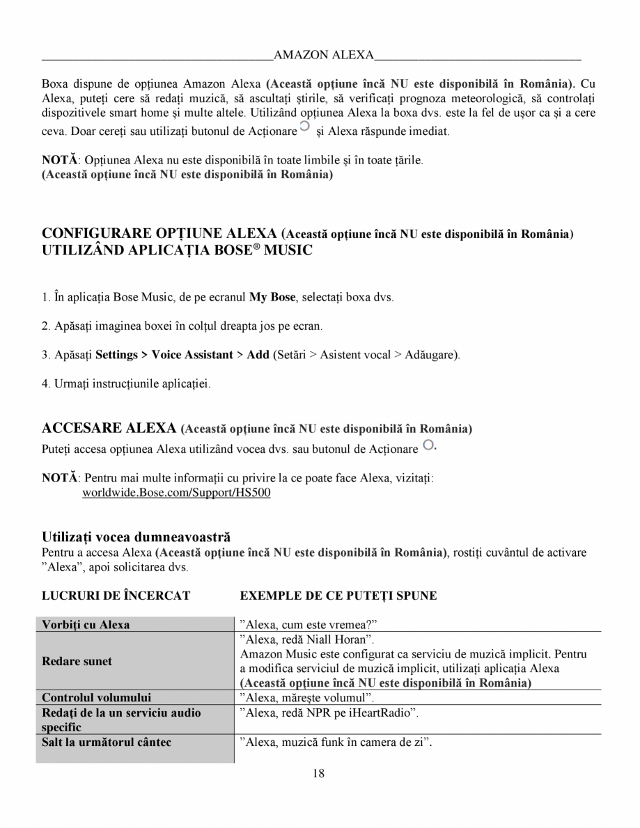 Pagina 18-Manual de utilizare - Bose Home Speaker 500 BOSE Home Speaker 500  Instructiuni montaj,...