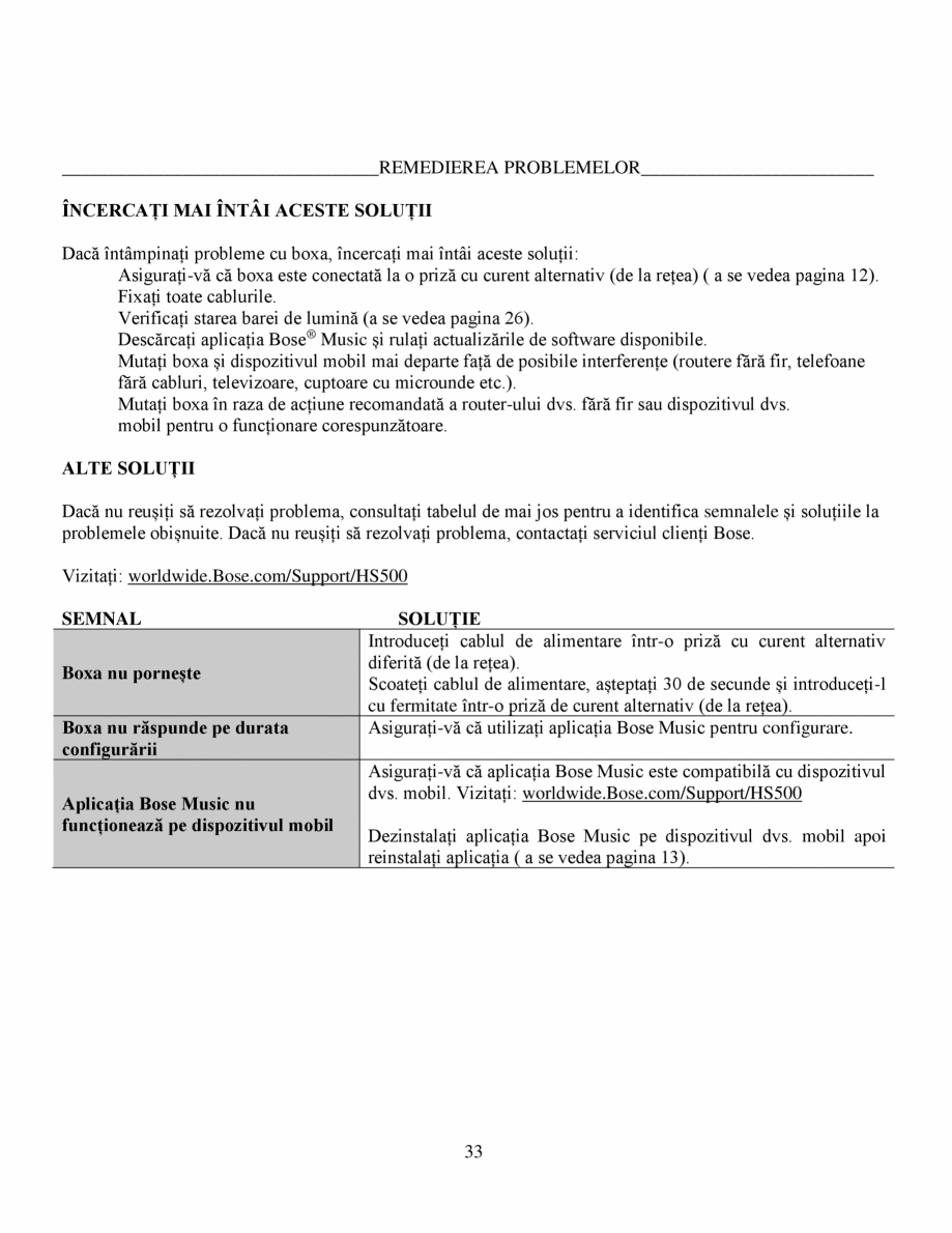 Pagina 33-Manual de utilizare - Bose Home Speaker 500 BOSE Home Speaker 500  Instructiuni montaj,...