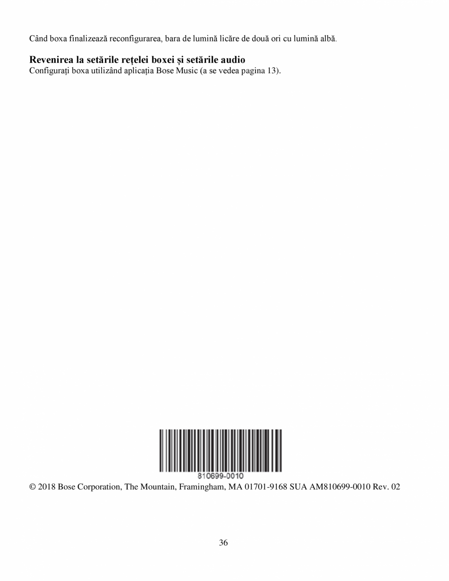 Pagina 36-Manual de utilizare - Bose Home Speaker 500 BOSE Home Speaker 500  Instructiuni montaj,...