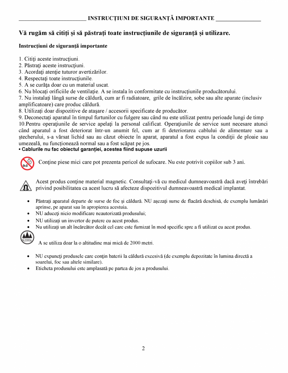 Pagina 2-Manual de utilizare - Home Speaker Portable BOSE Home Speaker Portable Triple  Instructiuni...