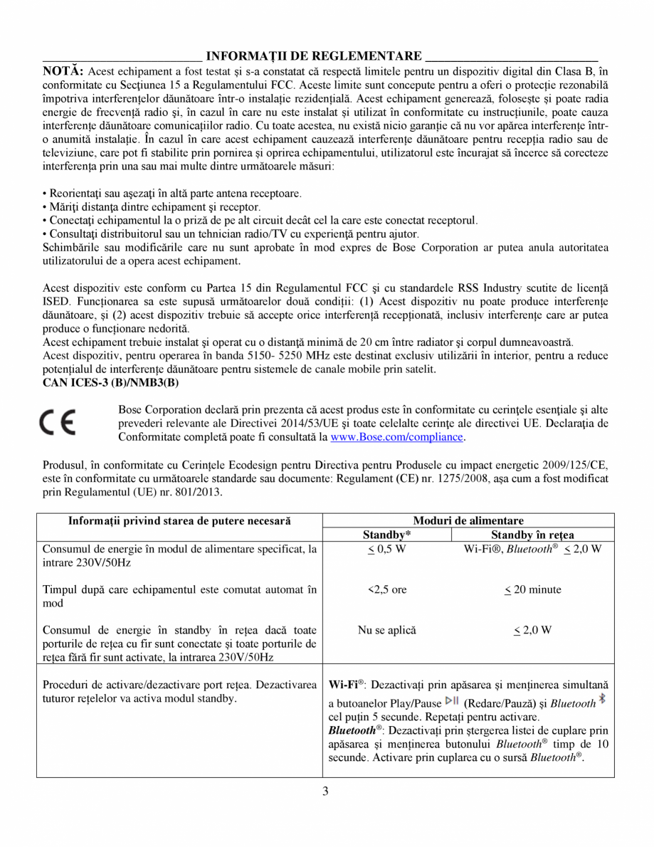Pagina 3-Manual de utilizare - Home Speaker Portable BOSE Home Speaker Portable Triple  Instructiuni...