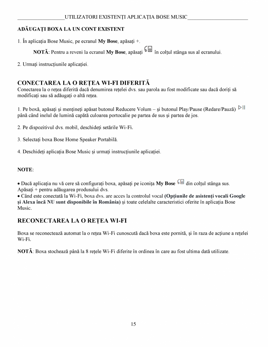 Pagina 15-Manual de utilizare - Home Speaker Portable BOSE Home Speaker Portable Triple  Instructiuni...