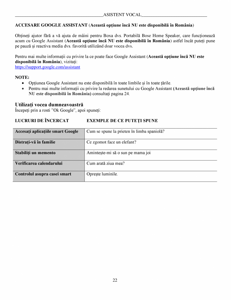 Pagina 22-Manual de utilizare - Home Speaker Portable BOSE Home Speaker Portable Triple  Instructiuni...