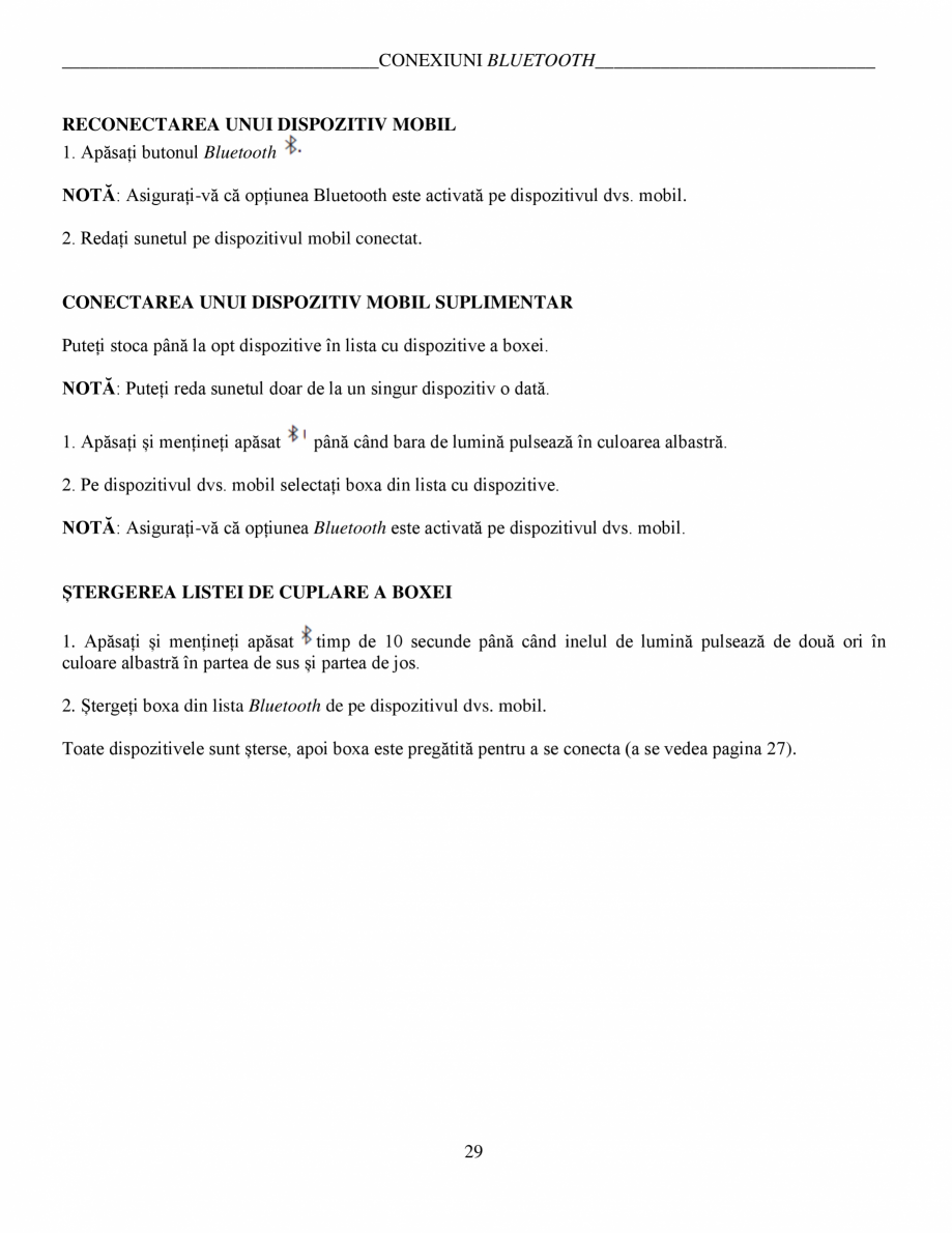 Pagina 29-Manual de utilizare - Home Speaker Portable BOSE Home Speaker Portable Triple  Instructiuni...