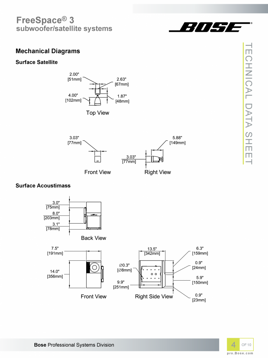 Pagina 4-Boxe profesionale cu montaj la suprafata BOSE Bose FreeSpace 3 Fisa tehnica Engleza minate
N/A
...