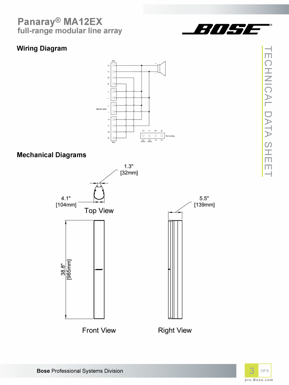 Pagina 3-Boxele-coloana BOSE Panaray MA12EX Fisa tehnica Engleza vers

Physical
Enclosure

Extruded-aluminum ...