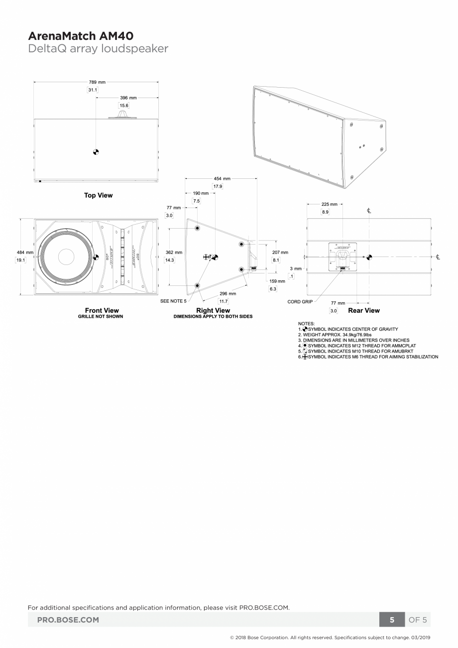 Pagina 5-Boxe profesionale BOSE ArenaMatch AM40 Fisa tehnica Engleza -inch voice coil)

High Frequency

6 × ...