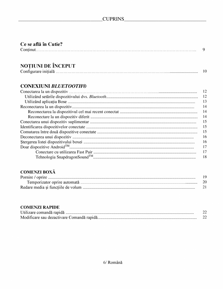 Pagina 6-Manual de utilizare - boxa portabila BOSE SoundLink Max Instructiuni montaj, utilizare Romana sau...