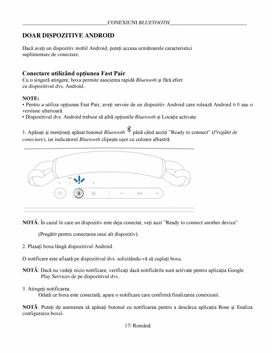 Pagina 17-Manual de utilizare - boxa portabila BOSE SoundLink Max Instructiuni montaj, utilizare Romana vs. .....