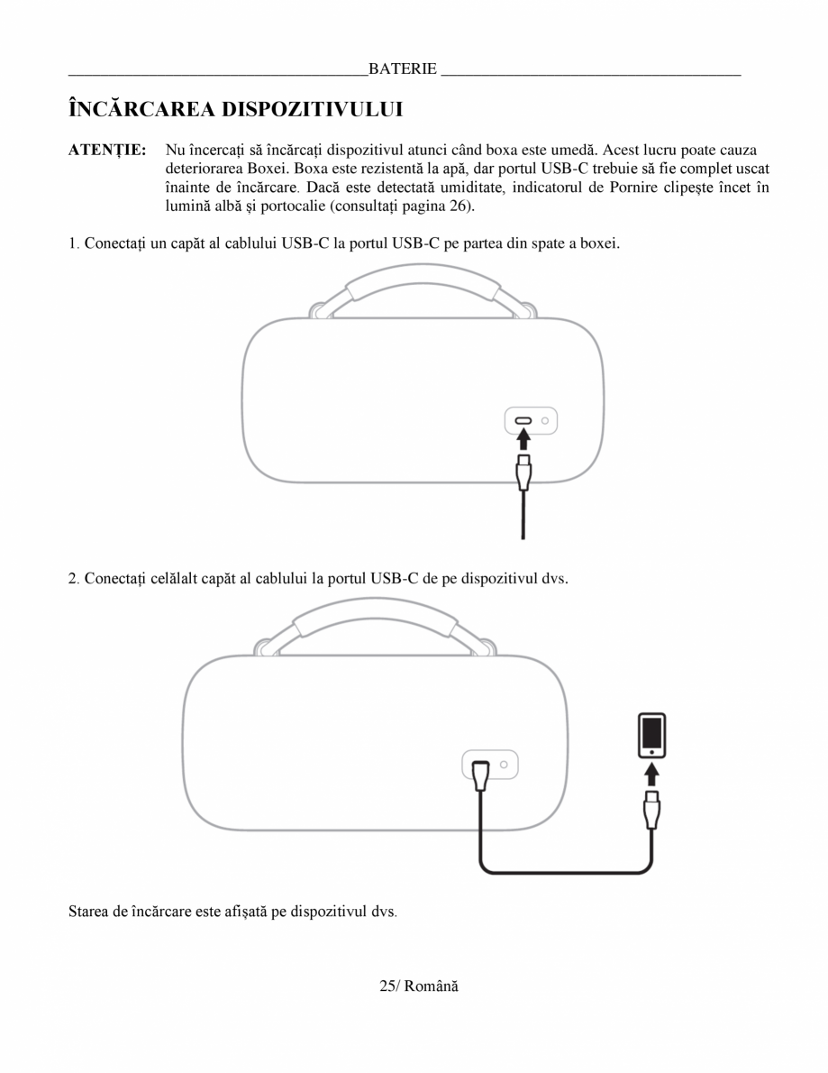 Pagina 25-Manual de utilizare - boxa portabila BOSE SoundLink Max Instructiuni montaj, utilizare Romana i...