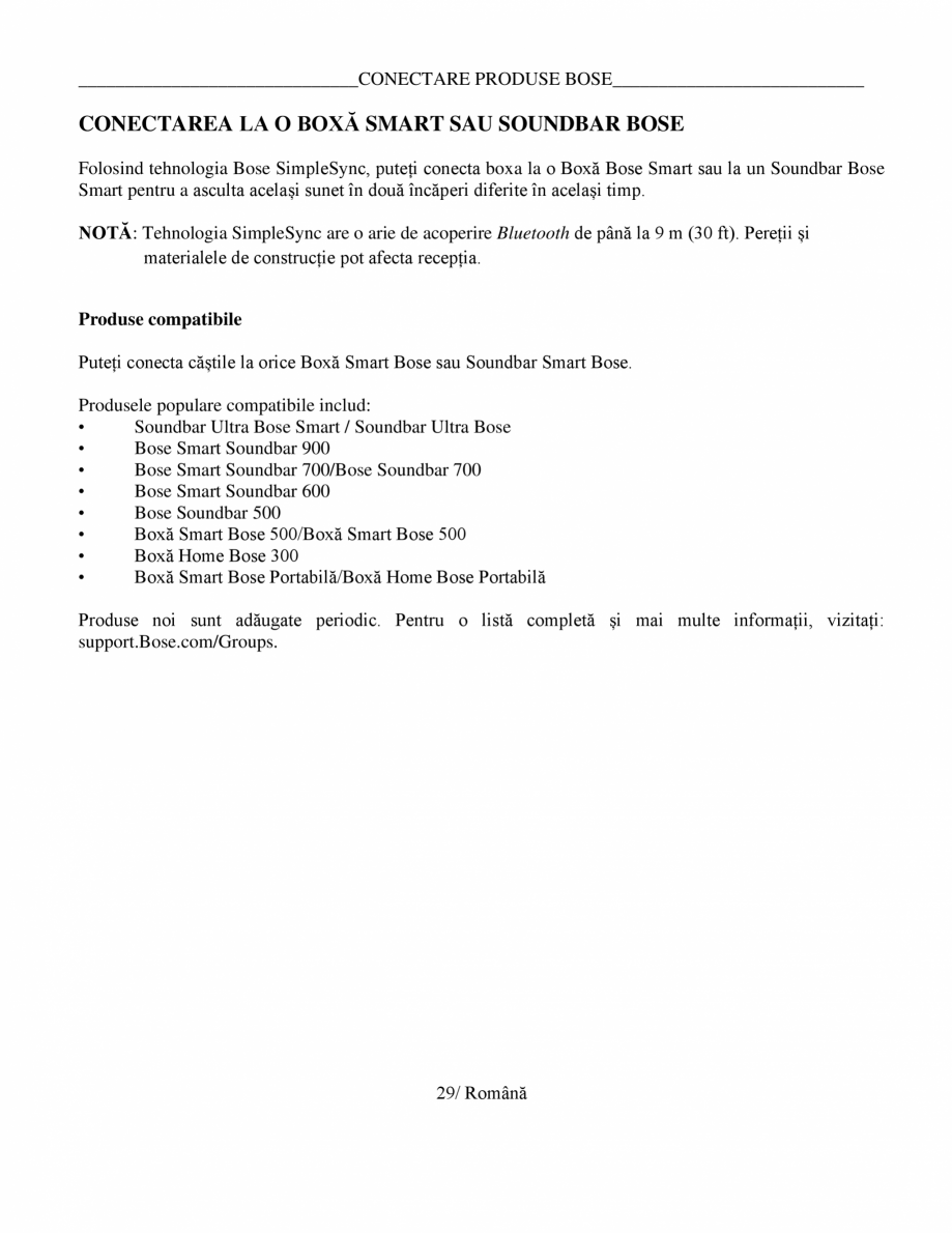 Pagina 29-Manual de utilizare - boxa portabila BOSE SoundLink Max Instructiuni montaj, utilizare Romana ound...