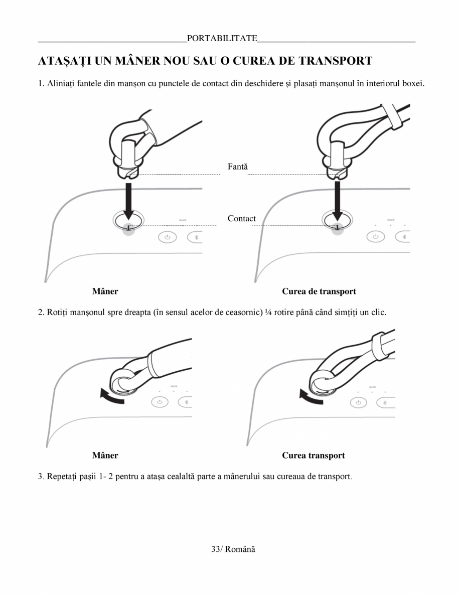 Pagina 33-Manual de utilizare - boxa portabila BOSE SoundLink Max Instructiuni montaj, utilizare Romana ...