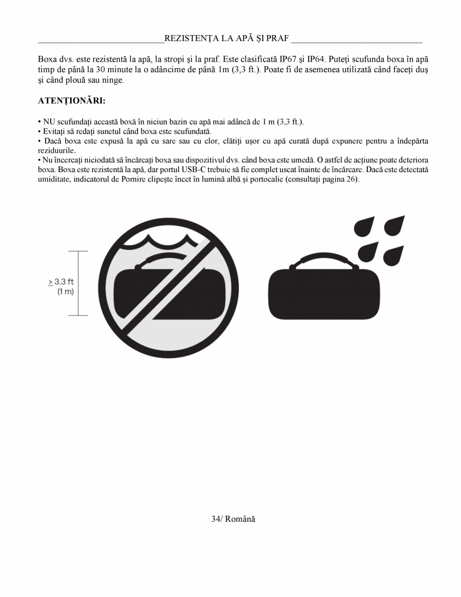 Pagina 34-Manual de utilizare - boxa portabila BOSE SoundLink Max Instructiuni montaj, utilizare Romana...