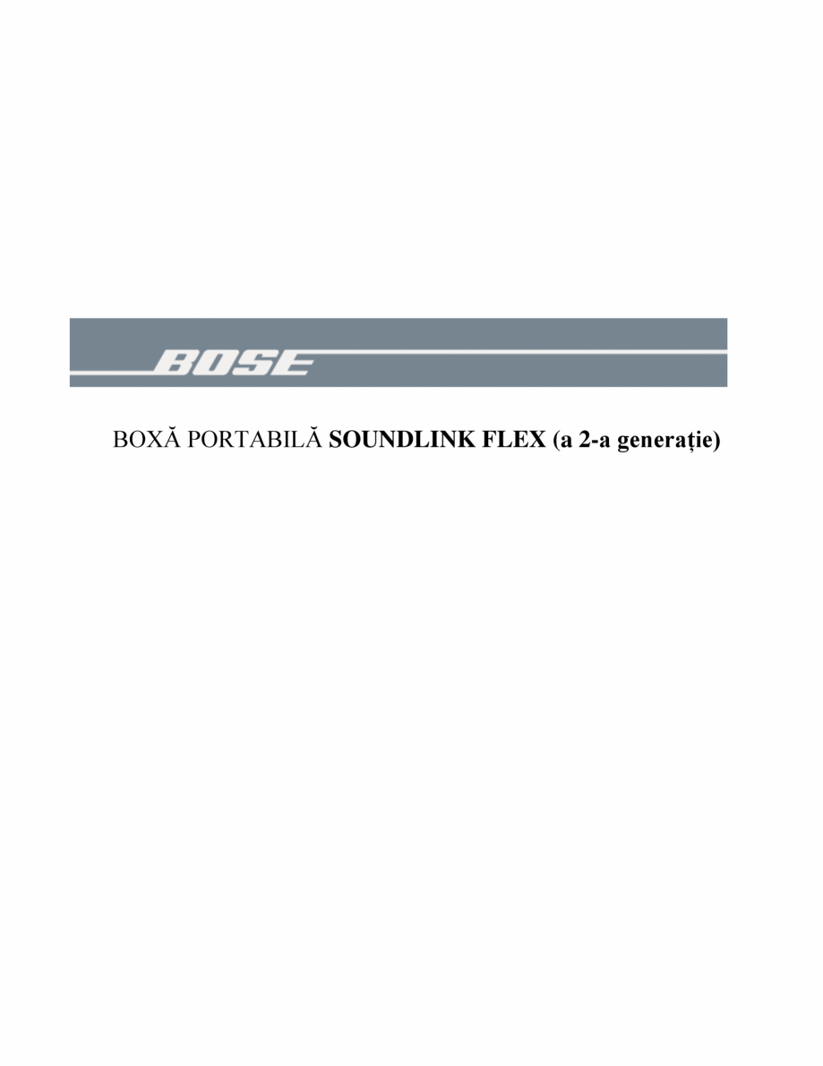 Pagina 1 - Manual de utilizare boxa bluetooth Bose BOSE SoundLink Flex Gen2 Instructiuni montaj,...