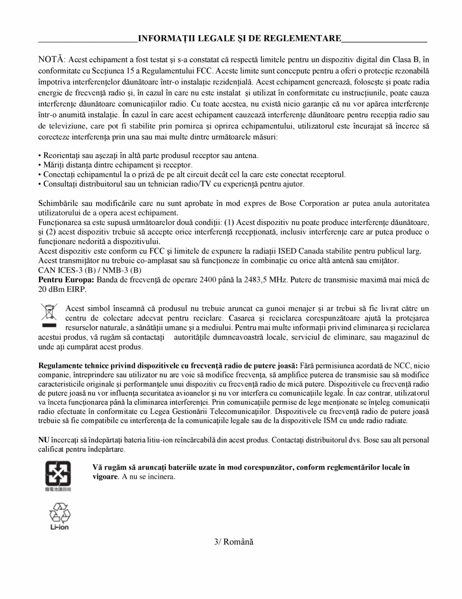 Pagina 3 - Manual de utilizare boxa bluetooth Bose BOSE SoundLink Flex Gen2 Instructiuni montaj,...