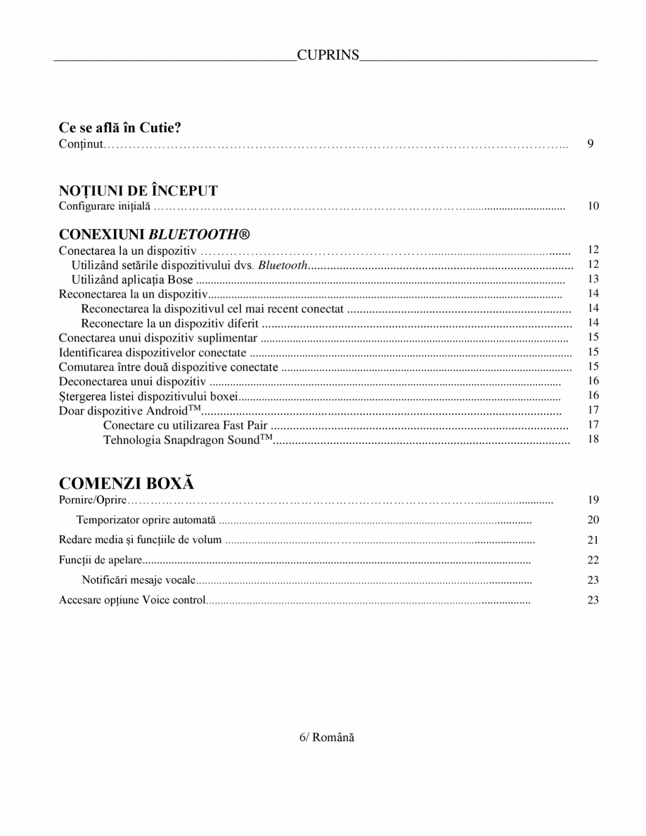 Pagina 6-Manual de utilizare boxa bluetooth Bose BOSE SoundLink Flex Gen2 Instructiuni montaj, utilizare...