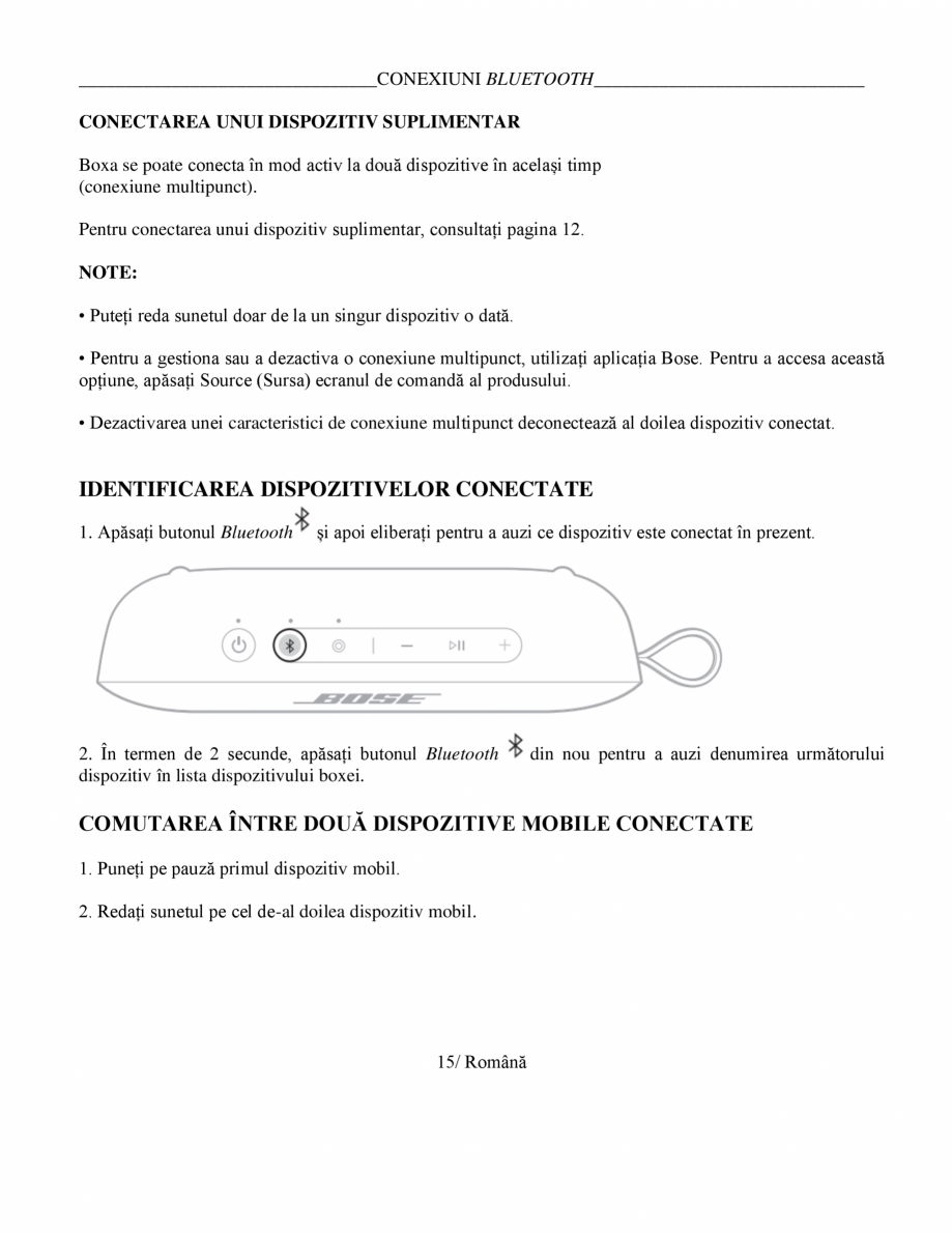 Pagina 15-Manual de utilizare boxa bluetooth Bose BOSE SoundLink Flex Gen2 Instructiuni montaj, utilizare...