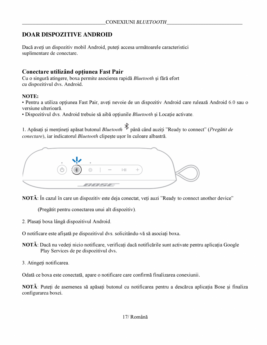 Pagina 17 - Manual de utilizare boxa bluetooth Bose BOSE SoundLink Flex Gen2 Instructiuni montaj,...