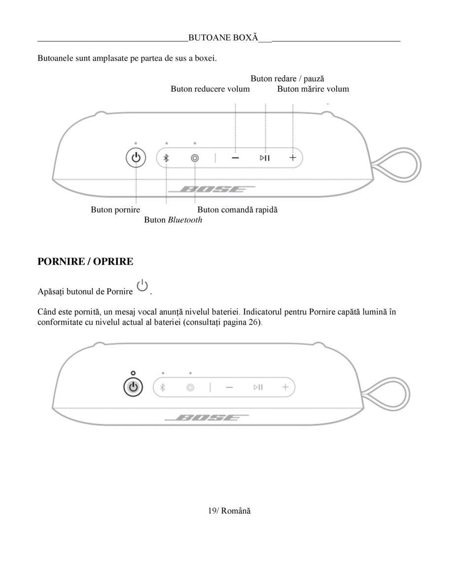 Pagina 19-Manual de utilizare boxa bluetooth Bose BOSE SoundLink Flex Gen2 Instructiuni montaj, utilizare...